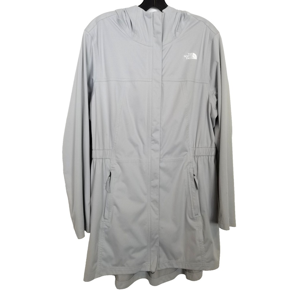The North Face Women Hooded Lightweight Hooded Jacket Sz L Light Gray Zip Up